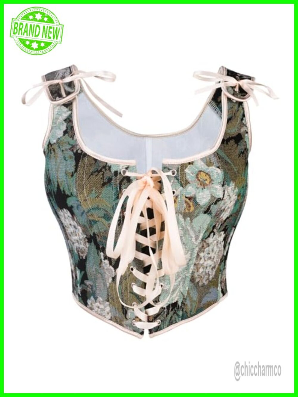 Jecarden Corset Bustier Top Renaissance Lace Up Boned Fairycore Women's